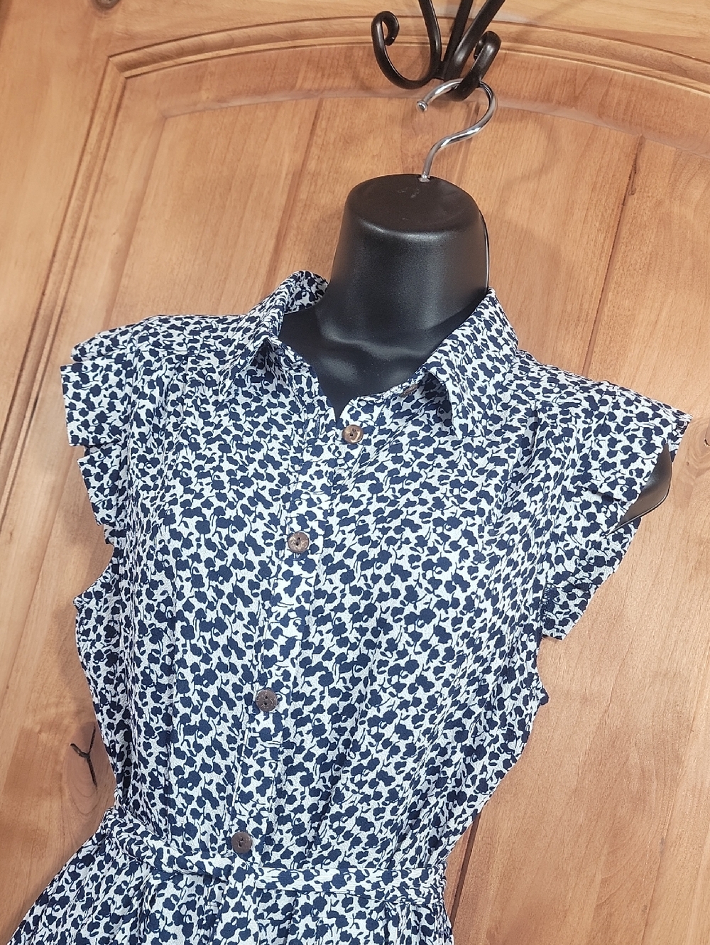 Monteau Blue Floral Button-Front Midi Dress - Picture 2 of 12